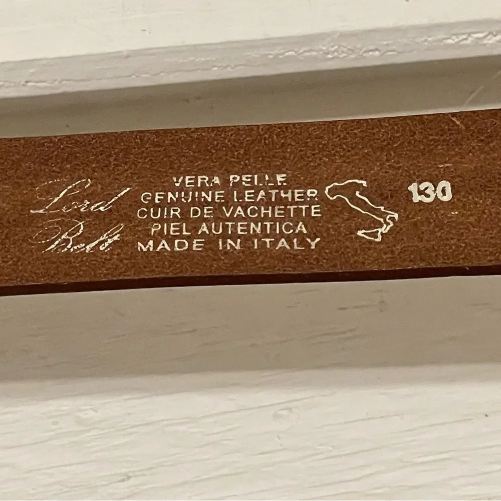 Lord Leather Belt Made In Italy Tan with Silver Tone Buckle